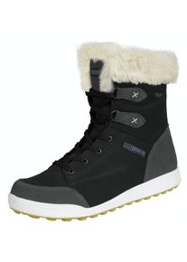 GUGGEN Mountain Damen Winterstiefel Echtleder mit Kunstfell Schwarz