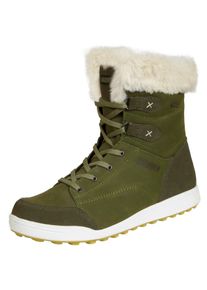 GUGGEN Mountain Damen Winterstiefel Echtleder mit Kunstfell Olive
