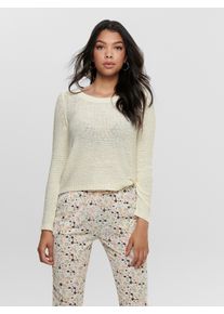 Strickpullover Only "ONLGEENA XO L/S PULLOVER KNT NOOS", Damen, Gr. L, wei&szlig; (cloud dancer), Strick, Obermaterial: 65% Polyacryl, 35% Polyamid, unifarben, regular fit Po-bedeckend, Rundhals, Rippstrickb&uuml;ndchen, Pullover Strickpullover, Materialmix, regular fit