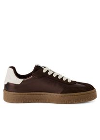 Tamaris Damen Braun Wei&szlig; Wildleder Mode Schn&uuml;rschuhe