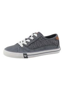 Sneaker Mustang Shoes "Winona", Damen, Gr. 41, jeansblau, Lederimitat, Textil, Schuhe Sneaker, Freizeitschuh, Halbschuh, Schn&uuml;rschuh mit Makramee-Stickerei