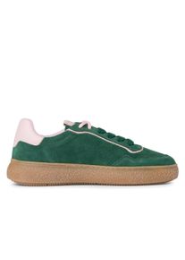 Tamaris Damen Gr&uuml;n Rosa Leder Fashion Stripe Schn&uuml;r-Sneakers
