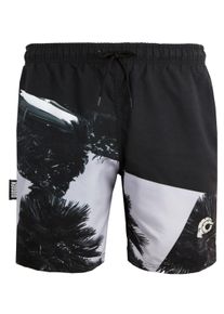 GUGGEN Mountain Herren Badehose mit Palmen Muster Wei&szlig; Schwarz