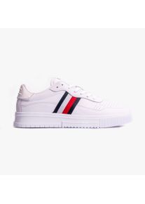 Tommy Hilfiger Herren SUPERCUP Streifen Leder Sneakers Wei&szlig;