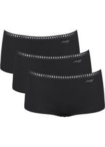 Panty Sloggi "GO Crush Short C3P", Herren, Gr. XL, schwarz, Single Jersey, Obermaterial: 95% Baumwolle, 5% Elasthan, k&ouml;rpernah, Unterhosen Panty, mit Spitzendetails