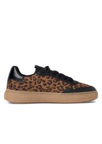 Tamaris Damen Leopard Schwarz Leder Fashion Stripe Schn&uuml;rschuhe