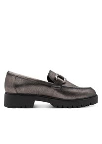 Tamaris Damen Zinn Silber Leder Loafer Slip-On Plateauschuhe