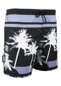 GUGGEN Mountain Herren Badehose mit Palmen Muster Wei&szlig; Schwarz