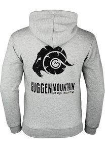 GUGGEN Mountain Herren Wandern Kapuzenpullover H06 mit Rei&szlig;verschluss mit Logo Hellgrau
