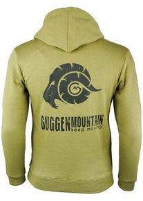 GUGGEN Mountain Herren Wandern Kapuzenpullover Fleece Hoodie Outdoor Mit Logo Olive