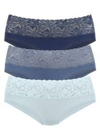 Slip Vivance, Herren, Gr. 40/42, blau (eisblau, rauchblau, navy), Single Jersey, Obermaterial: 95% Baumwolle, 5% Elasthan. Spitze: 93% Polyamid, 7% Elasthan (LYCRA), unifarben, bequem, Unterhosen Slip, aus elastischer Baumwolle mit floraler Spitze