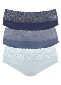 Slip Vivance, Herren, Gr. 48/50, blau (eisblau, rauchblau, navy), Single Jersey, Obermaterial: 95% Baumwolle, 5% Elasthan. Spitze: 93% Polyamid, 7% Elasthan (LYCRA), unifarben, bequem, Unterhosen Slip, aus elastischer Baumwolle mit floraler Spitze, Topseller