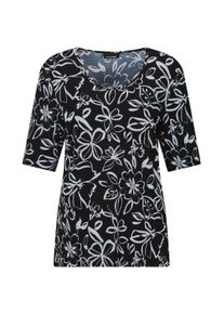 Print-Shirt GOLDNER "Kurzgr&ouml;&szlig;e Cityshirt mit floralem Design", Damen, Gr. 25, schwarz, wei&szlig;, gemustert, Obermaterial: 95% Viskose CV. 5% Elasthan EL., gerade, Shirts Print-Shirt, stretchbequemer Viskosejersey