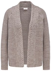 Strickjacke GOLDNER "Elegante Grobstrickjacke, Zopfmuster", Herren, Gr. 44, beige (taupe, melange), Obermaterial: 70% Baumwolle CO. 30% Polyacryl PAN., normal, Sonstiges, Strickjacken Strickjacke, Ohne
