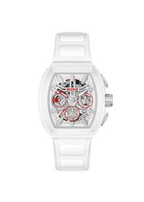 Multifunktionsuhr Hugo "Hugo ID SKELETON", wei&szlig;, Armbanduhren, Damen, Multifunktionsuhr, Quarzuhr, Armbanduhr, Herrenuhr, Silikonarmband, analog