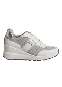 Michael Kors Mabel Damen-Sneakers aus Leder und Mesh mit gl&auml;nzender Kette 43S4MBFSBD