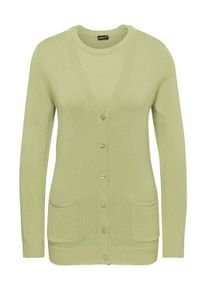 Strickpullover GOLDNER "Kurzgr&ouml;&szlig;e Strickset aus Jacke, Halbarmpullover", Damen, Gr. 24, gr&uuml;n (birke), Obermaterial: 50% Baumwolle CO. 50% Polyacryl PAN., normal, V-Ausschnitt, Rippe, Pullover Strickpullover, Pulli und Jacke im Set - auch einzeln kombinierba