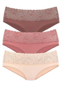 Slip Vivance, Herren, Gr. 36/38, bunt (rose, beere, mahagoni), Single Jersey, Obermaterial: 95% Baumwolle, 5% Elasthan. Spitze: 93% Polyamid, 7% Elasthan (LYCRA), unifarben, bequem, Unterhosen Slip, aus elastischer Baumwolle mit floraler Spitze, Topseller