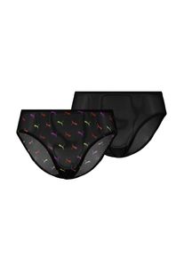 Slip Puma "Puma WOMEN PRINTED MESH BRIEFS", Herren, Gr. XS, schwarz combo, Microfaser, Obermaterial: 70% Polyamid, 30% Elasthan, k&ouml;rpernah, Unterhosen Slip, mit buntem allover Print, mit Mesh-Details