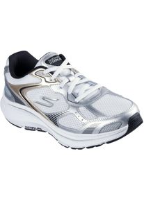 Skechers GO RUN Consistent 2.0 Volt Damen Sneaker Aus Leder In Wei&szlig;/silber/schwarz