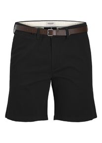 Jack & Jones PlusSize Chinoshorts "JPSTADAM BELTED CHINO SHORTS PLS", Damen, Gr. 48 (7XL), N-Gr, schwarz, Web, Obermaterial: 98% Baumwolle, 2% Elasthan, JACK & JONES PLUSSIZE, unifarben, regular fit, Hosen Chinoshorts
