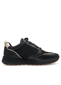 Tamaris Damen Schwarz Gold Fashion Schn&uuml;r-Sneaker mit Rei&szlig;verschluss