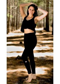 GUGGEN Mountain Damenleggings Seamless Damen Leggings Tights Schwarz