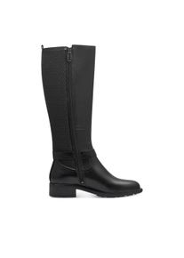 Tamaris Damen Kniehohe Reitstiefel aus schwarzem Leder