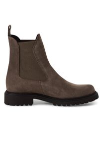Tamaris Damen Taupe Braun Leder Klassische Hohe Chelsea Stiefeletten