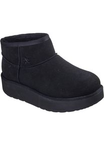 Skechers Keep Cozy Leder Damen Schwarz Winter Stiefeletten