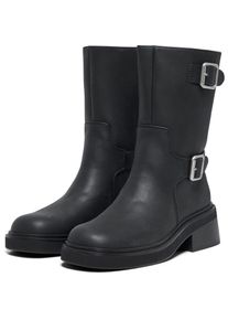 Only BUTTER-2 Polyurethan Damen Schwarze Absatz Stiefeletten bis zur Wadenmitte
