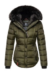 Marikoo Damen Winterjacke Lotusbl&uuml;te mit Teddy-Innenfutter & Kunstfellkragen