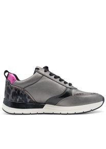 Tamaris Damen Pewter Silver Pink Fashion Schn&uuml;r-Sneaker mit Rei&szlig;verschluss
