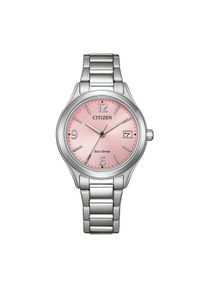 Solaruhr Citizen "Elegance", silberfarben, rosa, Armbanduhren, Damen, Solaruhr, Armbanduhr, Damenuhr, Edelstahlarmband, analog, Big Date
