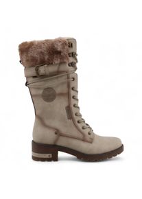 Mustang Damen Winter-Kampfstiefel aus Kunstfell in Off-White mit halbhoher Wade