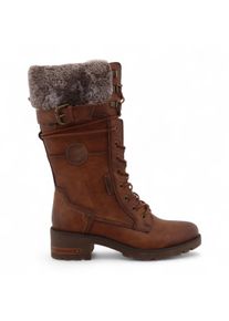 Mustang Damen Winter-Kampfstiefel aus Kunstfell in Braun mit halbhoher Wade