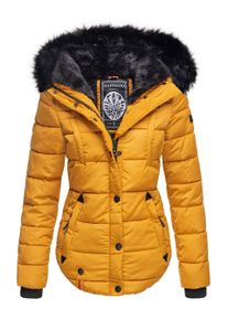 Marikoo Damen Winterjacke Lotusbl&uuml;te mit Teddy-Innenfutter & Kunstfellkragen