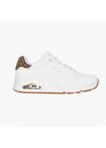 Skechers 177093/whld Uno-Jungle Nite Damen Sneakers Wei&szlig; Durabuck/leopardenmuster