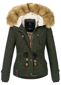 Navahoo Damen Winterjacke Pearl &ndash; Kurz-Parka mit Teddyfell & Abnehmbarem Kunstfellkragen