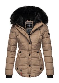 Marikoo Damen Winterjacke Lotusbl&uuml;te mit Teddy-Innenfutter & Kunstfellkragen