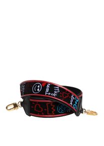 Dolce & Gabbana Schwarze Baumwolle Bedruckte Damenhandtasche Zubeh&ouml;r Schultergurt