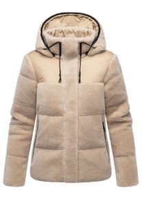 Marikoo Damen Teddy Puffer Jacke mit Kapuze & Rei&szlig;verschluss &ndash; Kaguraa