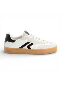 Tamaris Herren-Sneaker aus wei&szlig;em Leder mit schwarzen Streifen
