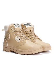 Palladium Pampa HI Snow Warm Leder Damen Beigefarbene Stiefel