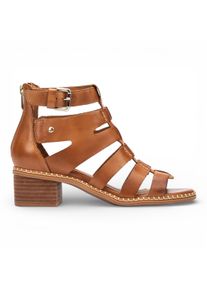 Pikolinos Damen-Gladiator-Sandalen aus braunem Leder mit Blockabsatz - Blanes