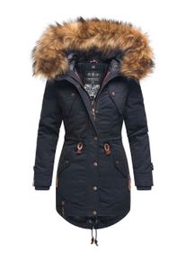 Marikoo Damen Winterjacke mit abnehmbarem Kunstfellkragen & Taillenzug