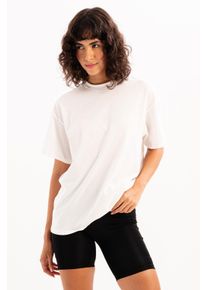 JUSTEVER Damen-T-Shirt aus 100 % Baumwolle, Oversize-Passform, Rundhalsausschnitt, Ecru - Halo