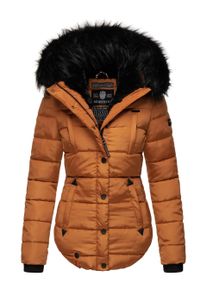 Marikoo Damen Winterjacke Lotusbl&uuml;te mit Teddy-Innenfutter & Kunstfellkragen