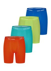 Happy Shorts Herren Retro Boxer Neon Long 4-Pack Retroshorts, Vintage Boxer,