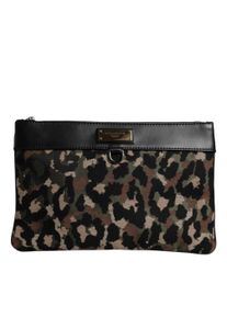 Dolce & Gabbana Mehrfarbige Leopard-Jacquard-Druck-Logo-Plakette Tasche